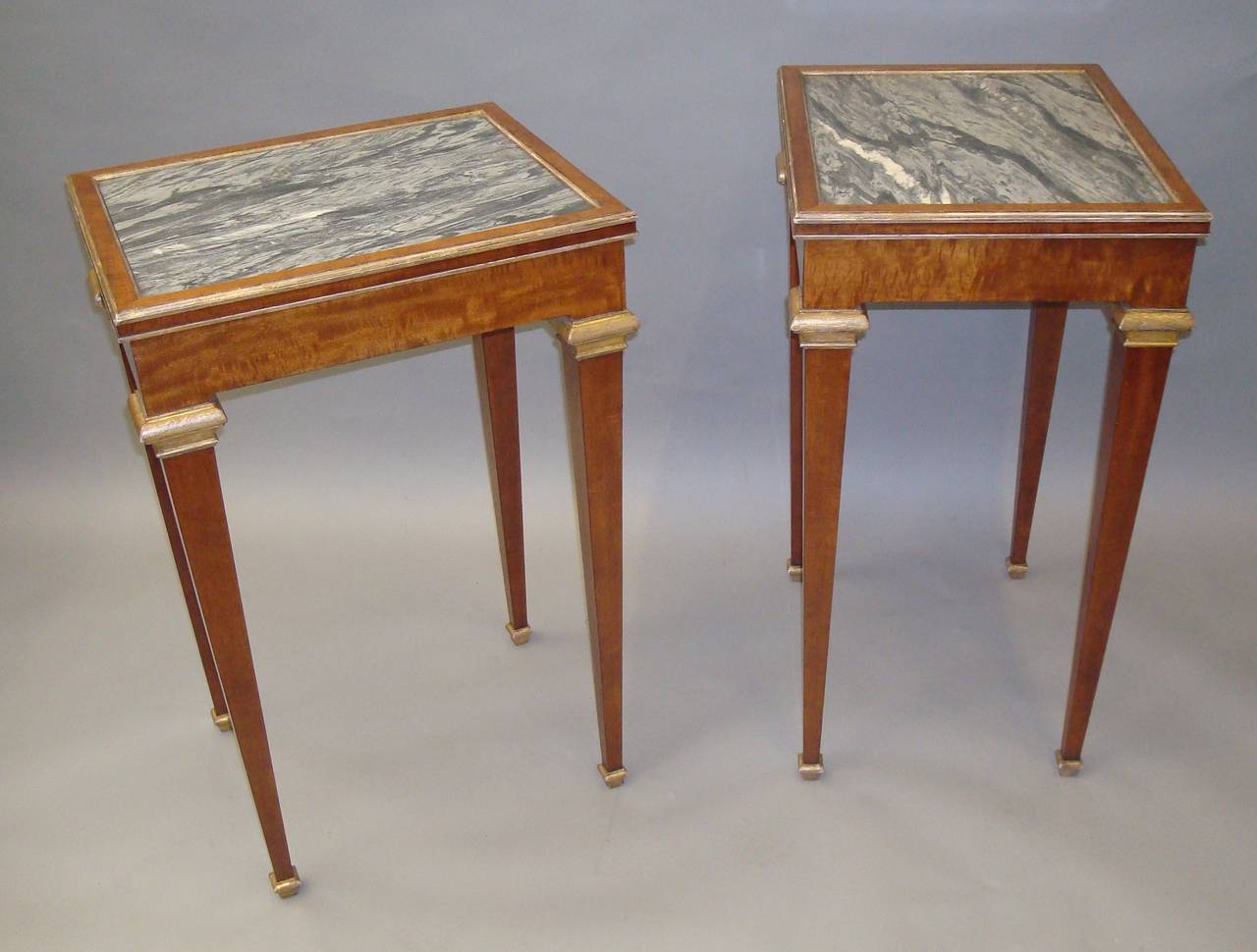 Stylish 19th Century Pair of Mahogany with Marble-Top End Tables 5
