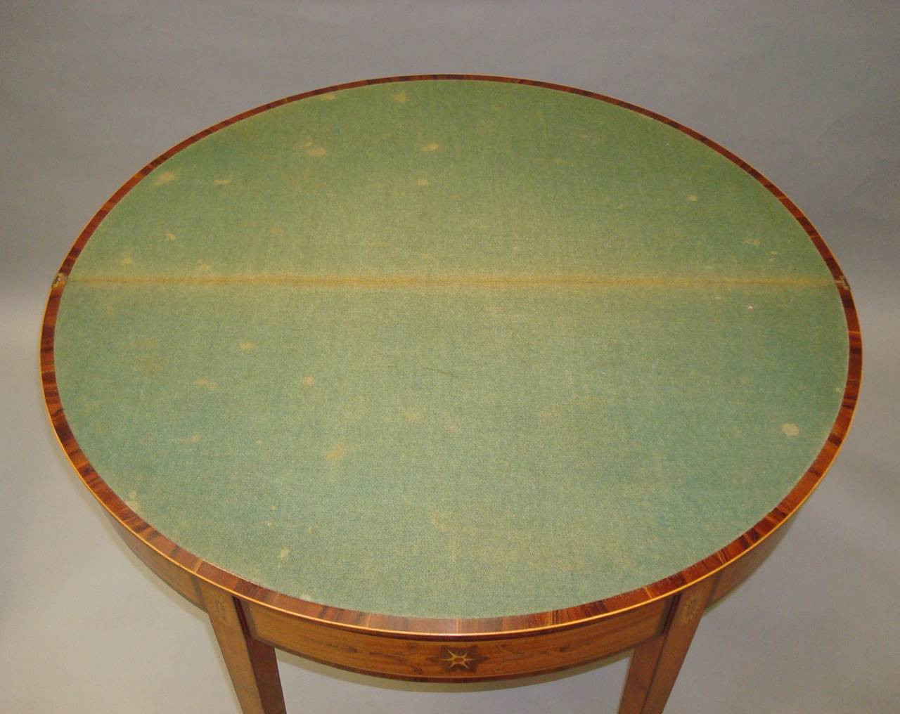 Fine George III Satinwood and Marquetry Demilune Card Table For Sale 3