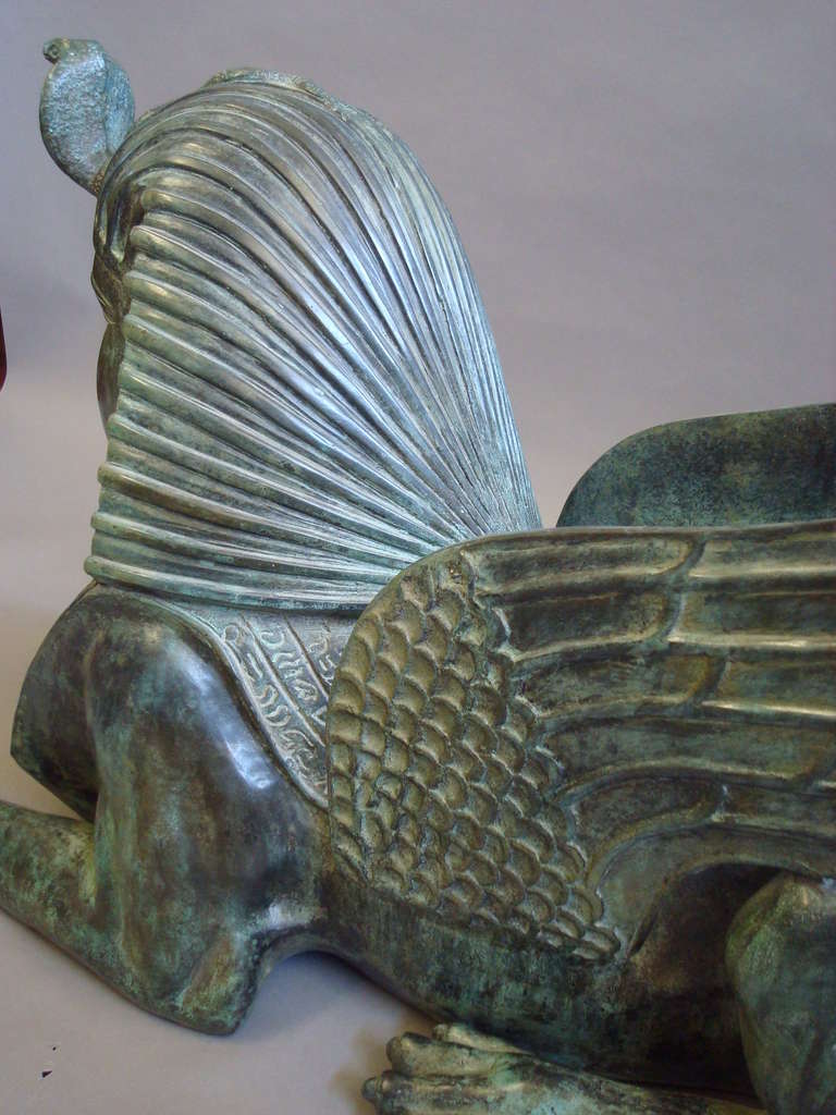 Rare Bronze Sphinx Table Base / Sculpture of Large Proportions 1
