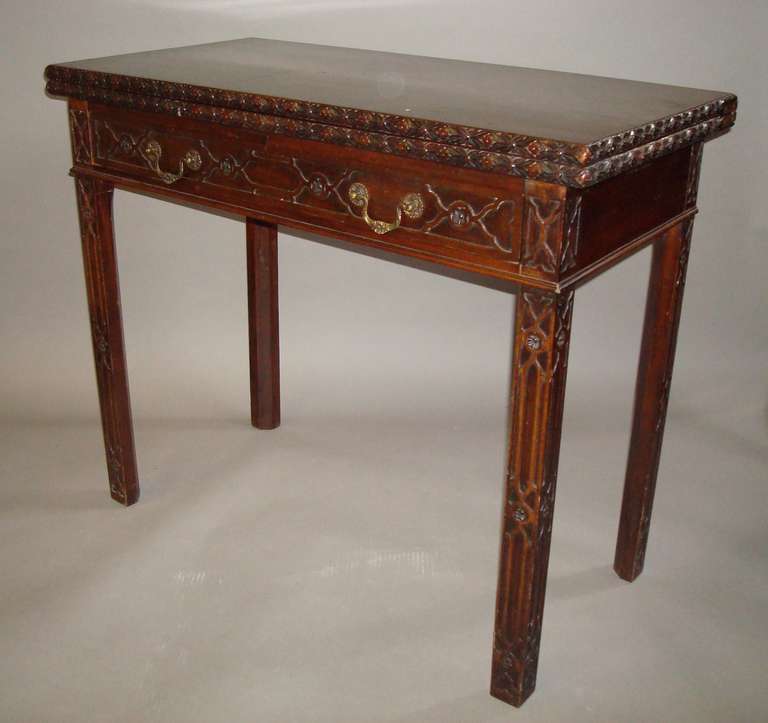 English Near Pair of 19th Century Chippendale Style Mahogany Tea Tables