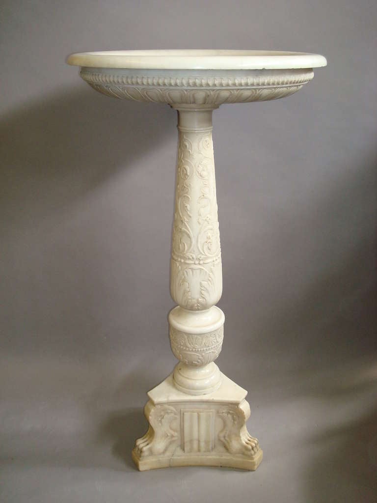 Neoclassical Impressive Early 19th Century Carved Marble Tazza on Pedestal For Sale