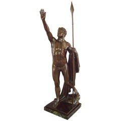 Antique 19th Century Bronze Sculpture of a Victorious Nude Athlete