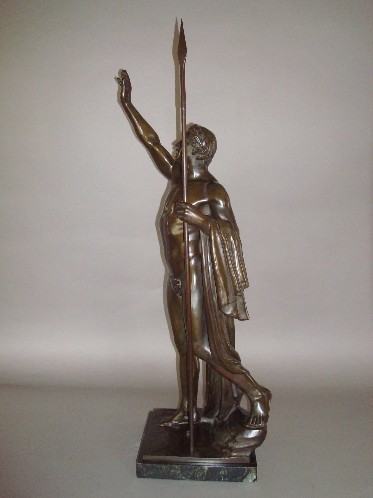 European 19th Century Bronze Sculpture of a Victorious Nude Athlete