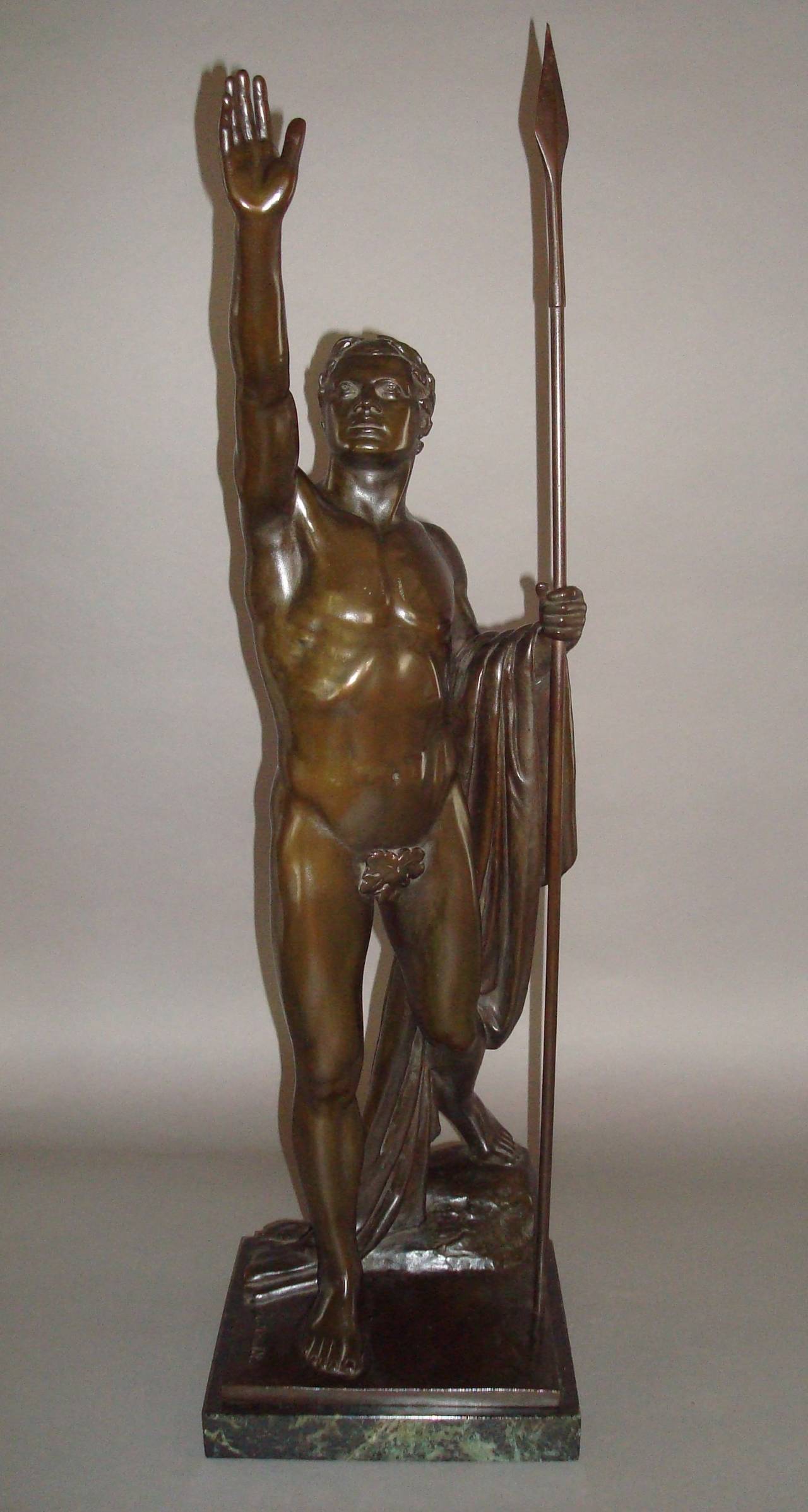 19th Century Bronze Sculpture of a Victorious Nude Athlete 1