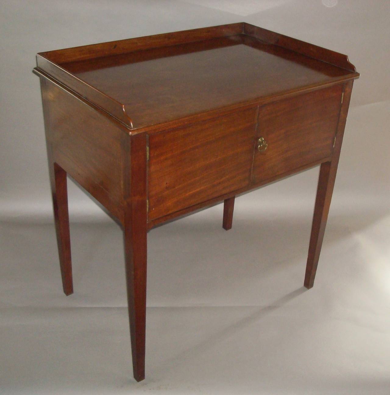 English Over-Sized George III Mahogany Bedside Table in Chippendale Style