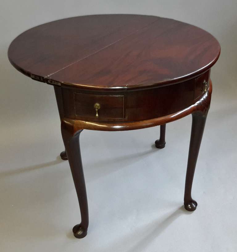 18th Century and Earlier George II Mahogany Demilune Tea Table For Sale