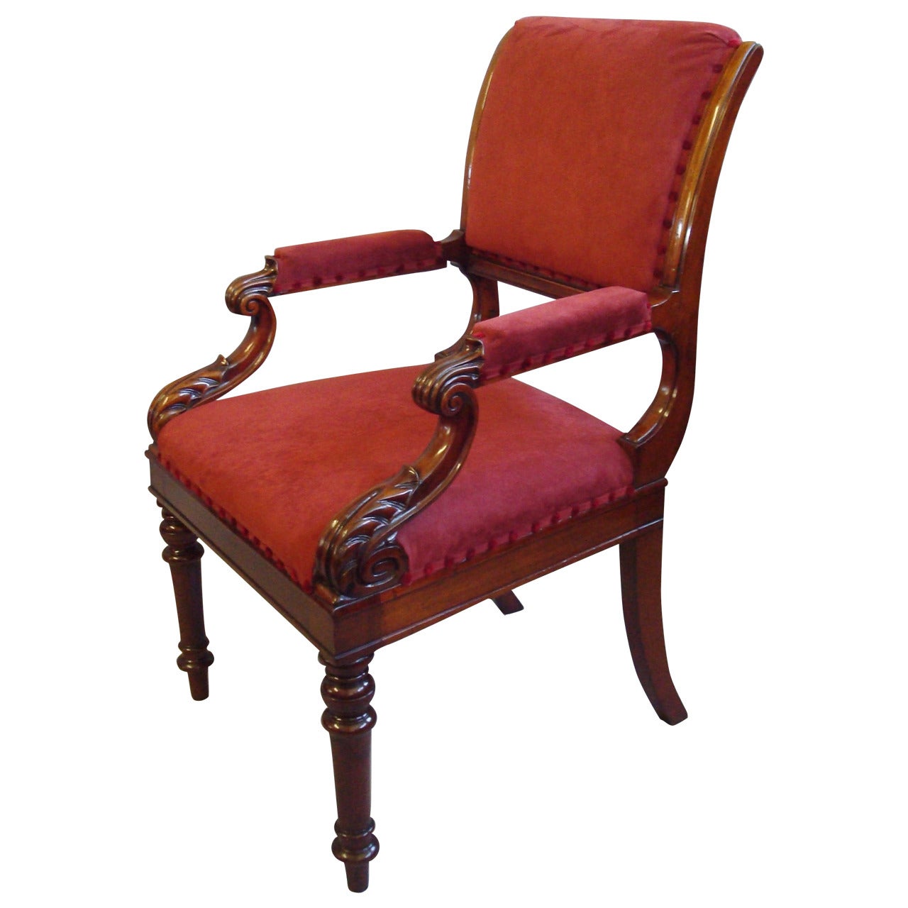 George IV Mahogany Library Chair of Bold Proportions For Sale