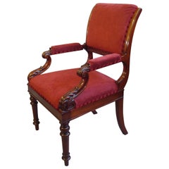George IV Mahogany Library Chair of Bold Proportions