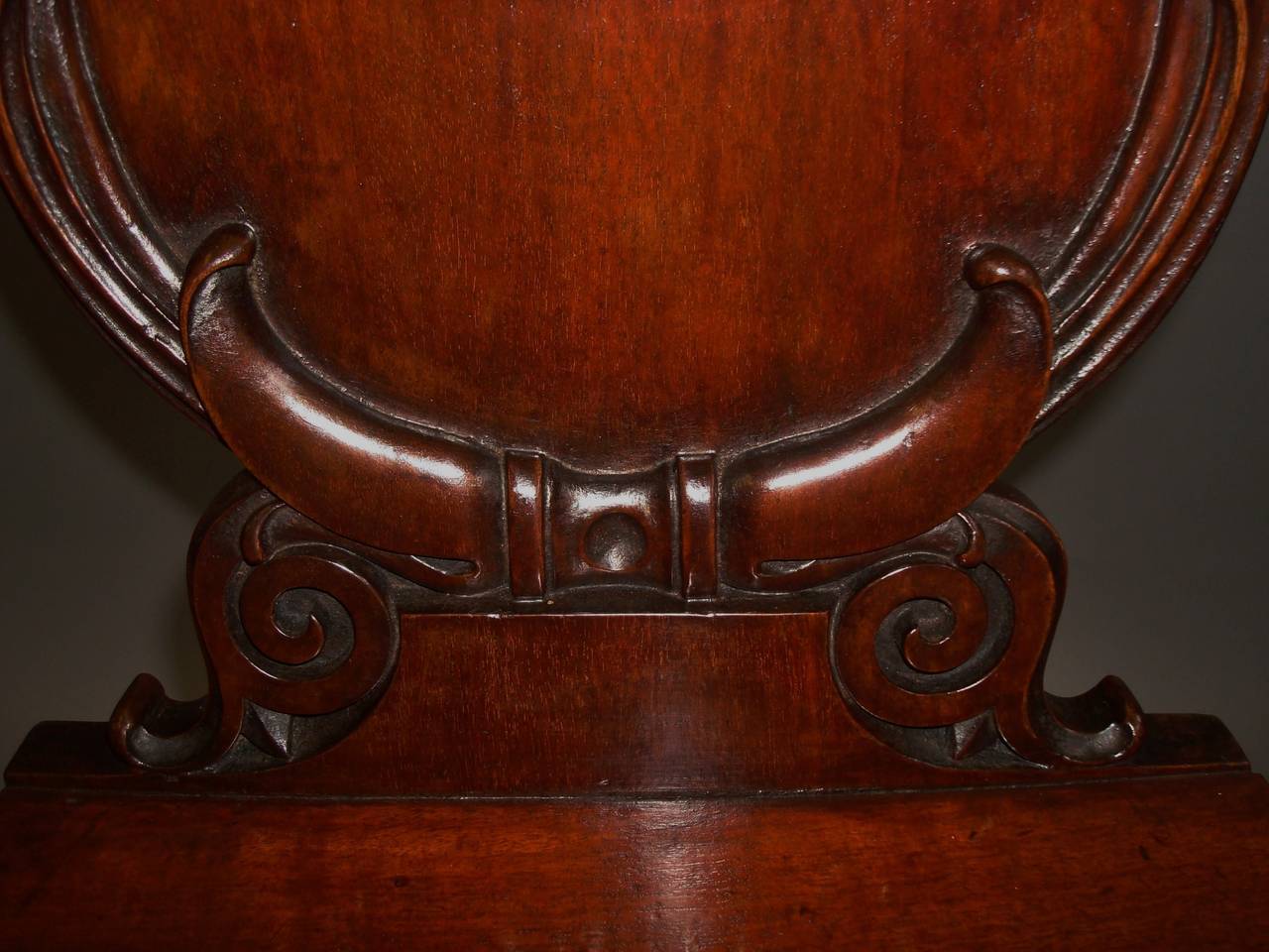Late Regency Pair of Irish Mahogany Hall Chairs 4