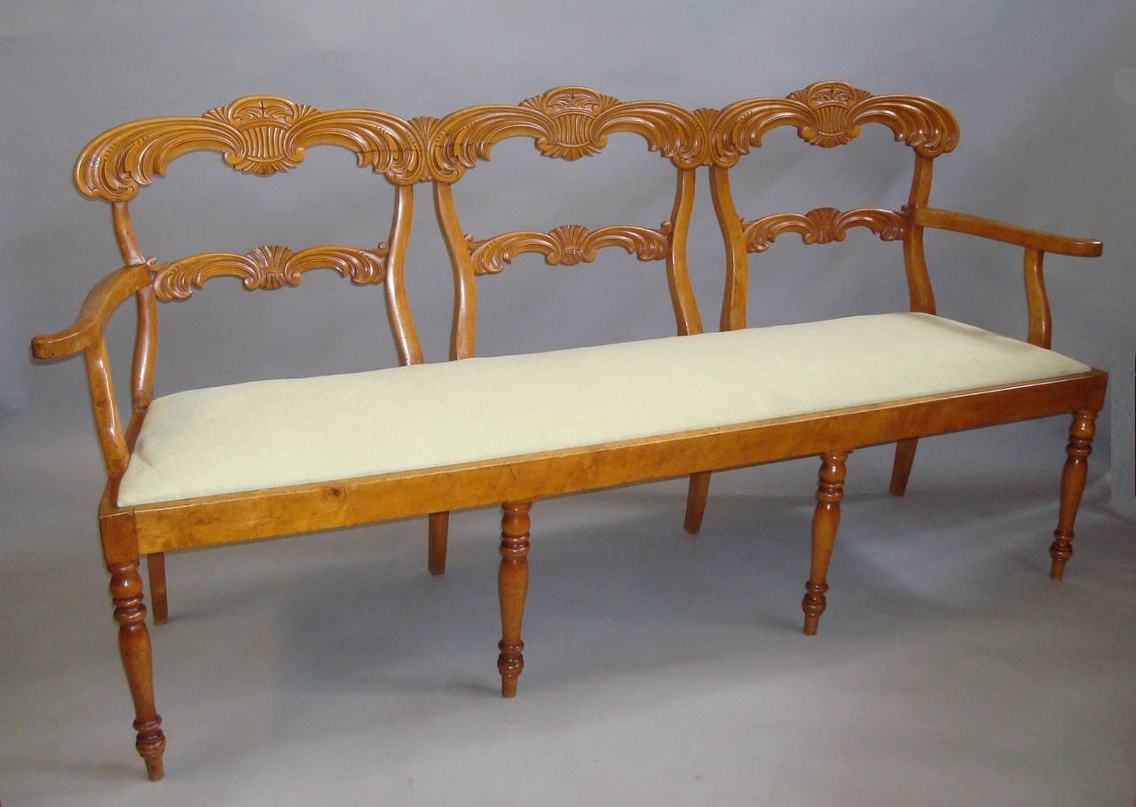 19th Century Maple Biedermier Chair Back Settee