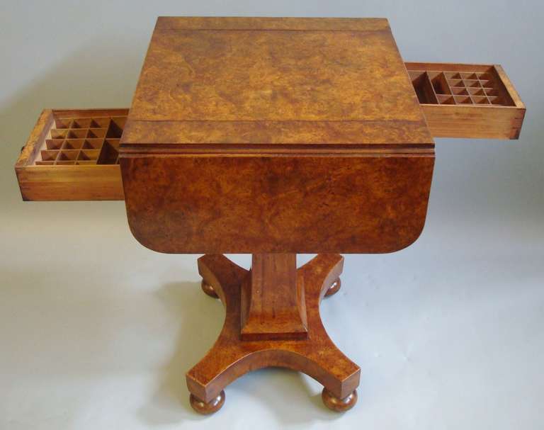 Excellent Late Regency Burr Elm Games Table 4