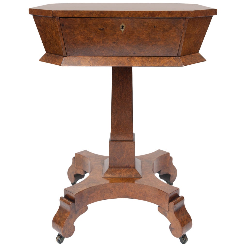 Late Regency Amboyna Sewing/Occasional Table