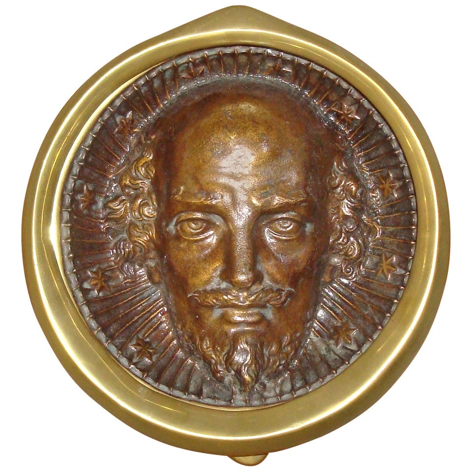 A Large C19th Bronze 'Shakespeare' Door Knocker