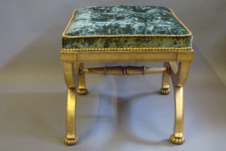 English Regency Giltwood X-Frame Stool For Sale