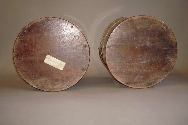 English Pair of George III Brass Bound Mahogany Plate Buckets For Sale