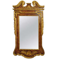 Impressive George II Walnut and Parcel Gilt Wall Mirror 2