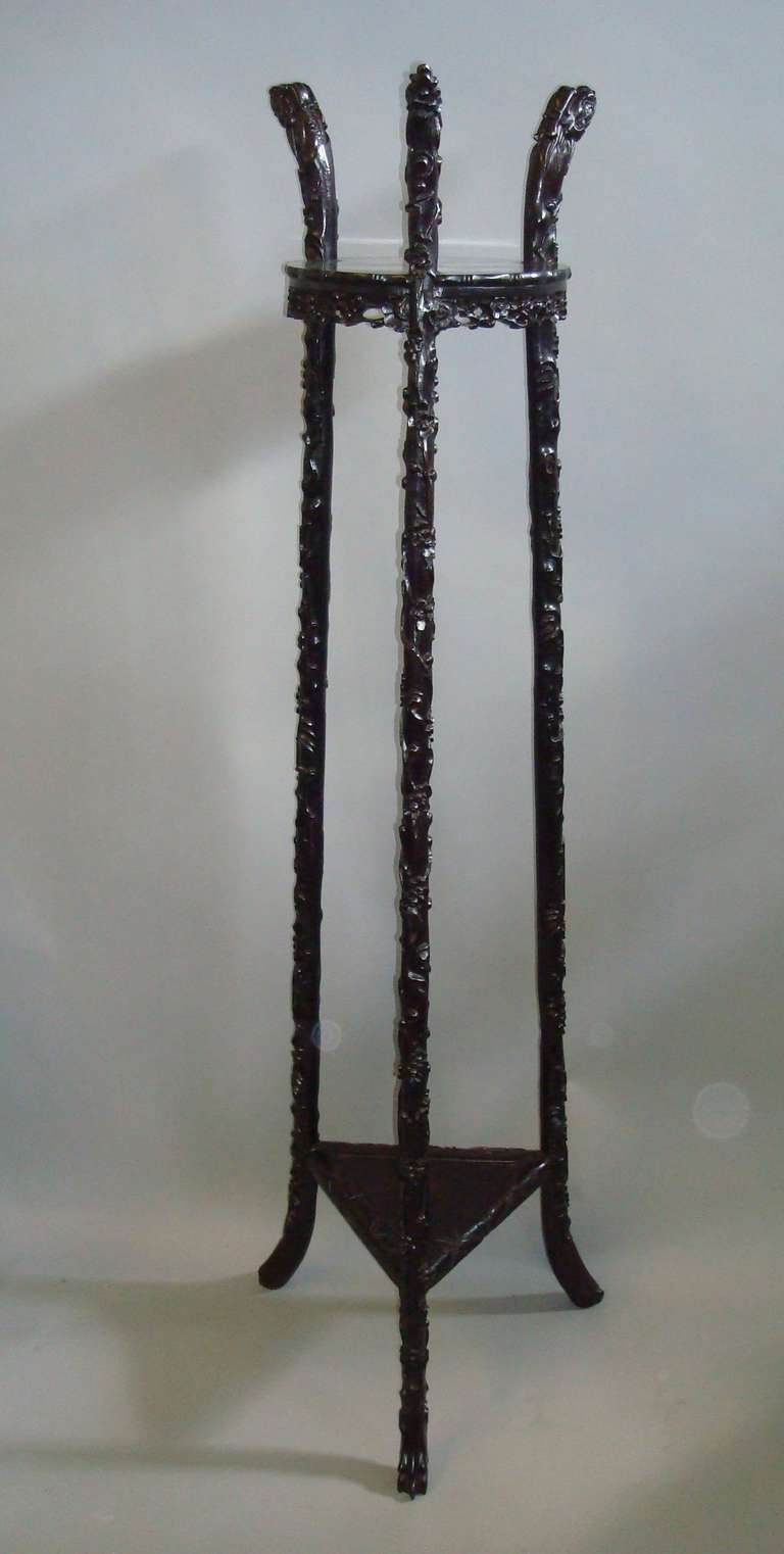A C19th Chinese Carved and Ebonised 'Hongmu' Stand 6