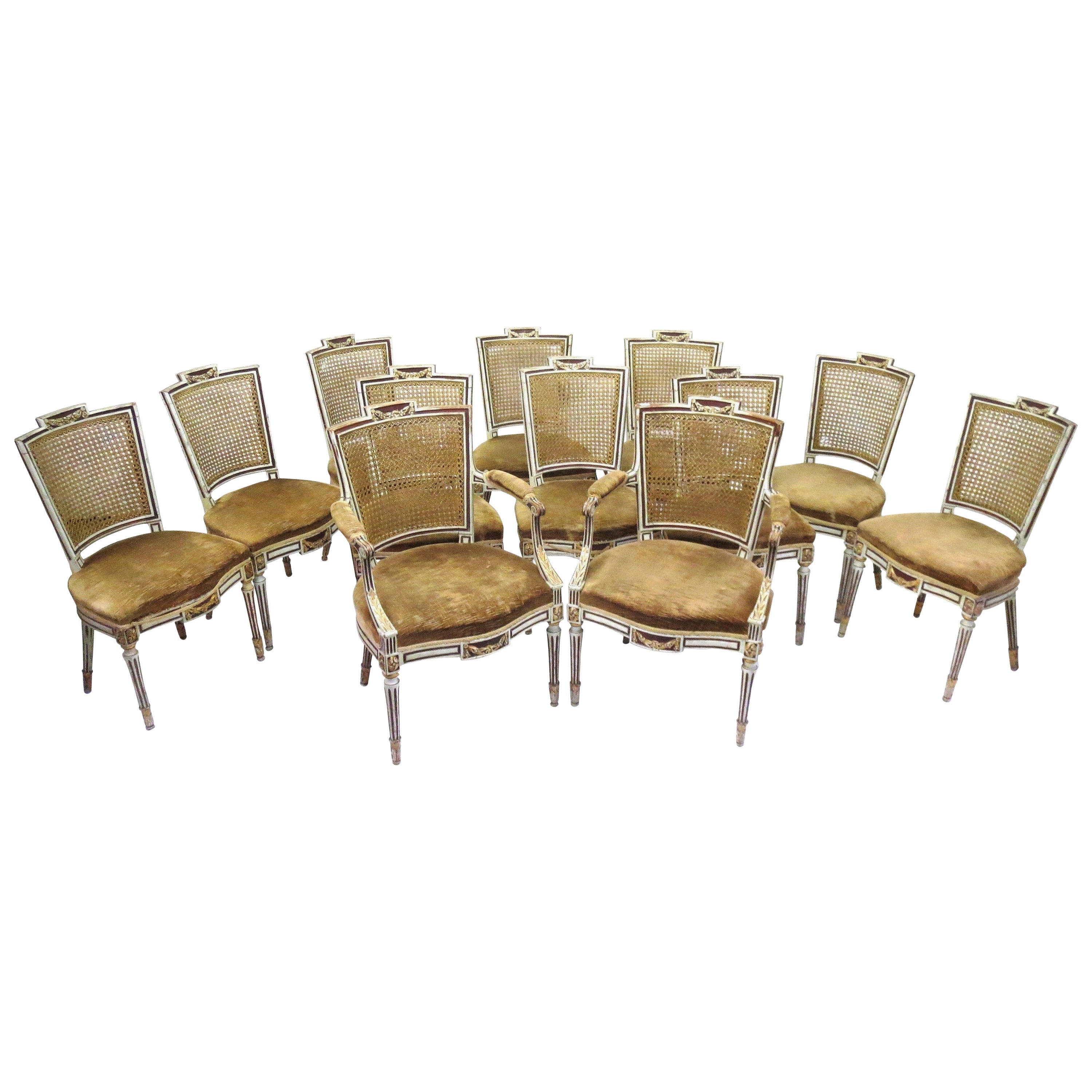 19th century Italian Set of twelve Dining Chairs in the Style of Louis XVI