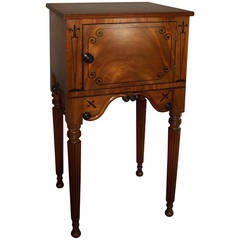 Regency Mahogany and Ebony Inlaid Bedside Cabinet