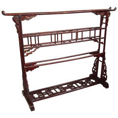 Large C19th Chinese Lacquered Robe Stand or Clothes Horse 6