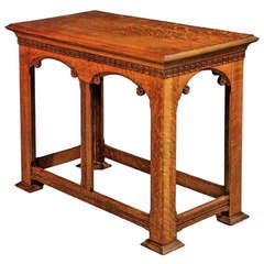 A Stylish Late Circa 19th Gothic / Arts and Crafts Oak Centre Table