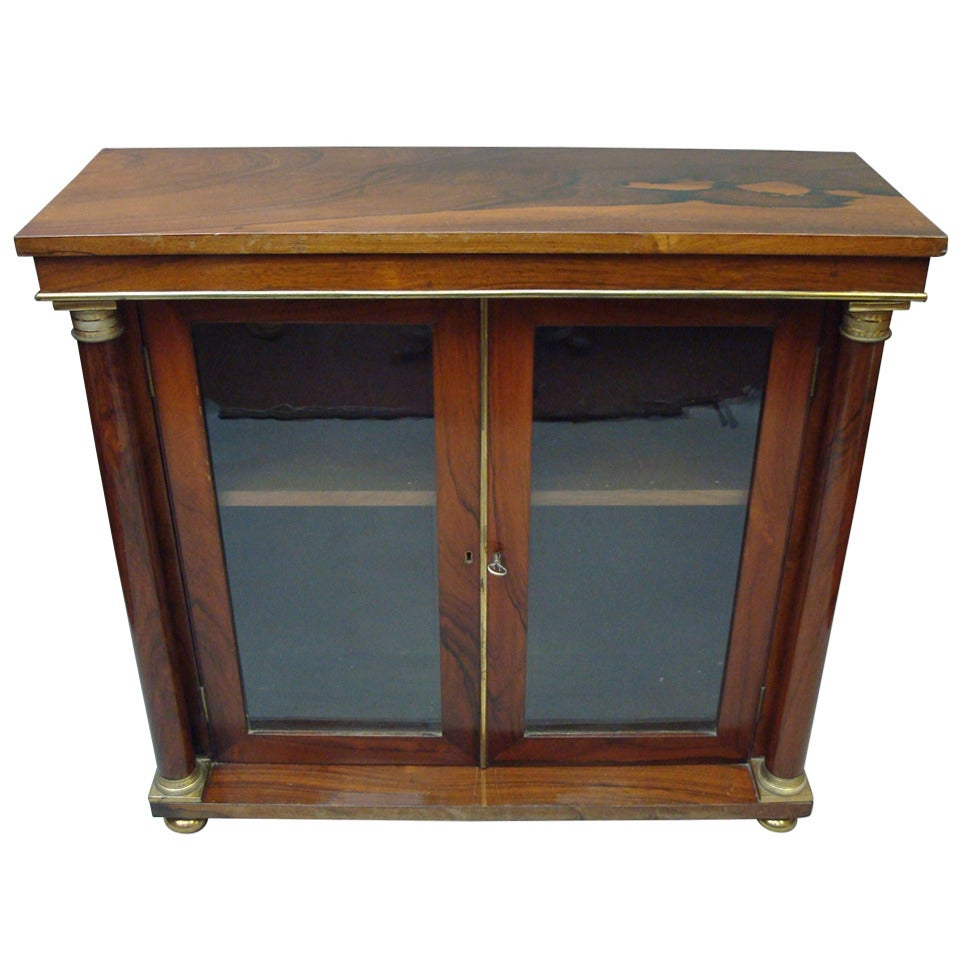 A Good Regency Rosewood and Brass Side Cabinet of Small Proportions