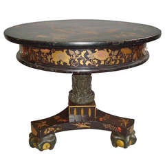 Antique C19th Japanese Parcel Gilt and Lacquer Drum / Centre Table