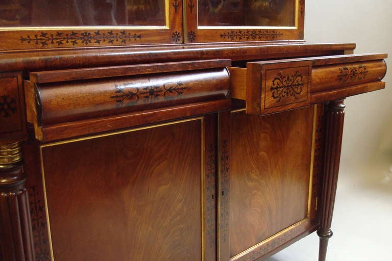 19th Century Good Regency Mahogany and Ebony Inlaid Small Bookcase