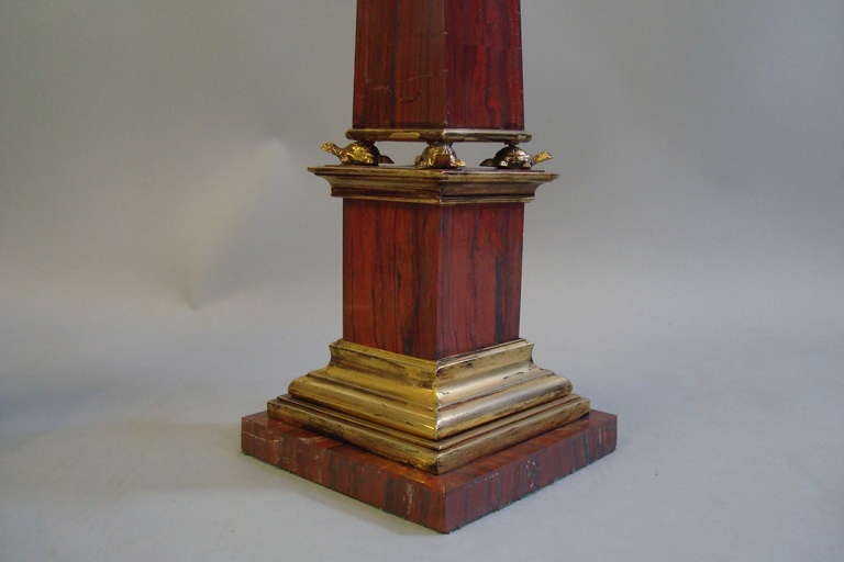 Pair Early C20th Sicilian Jasper Marble Obelisks For Sale 1