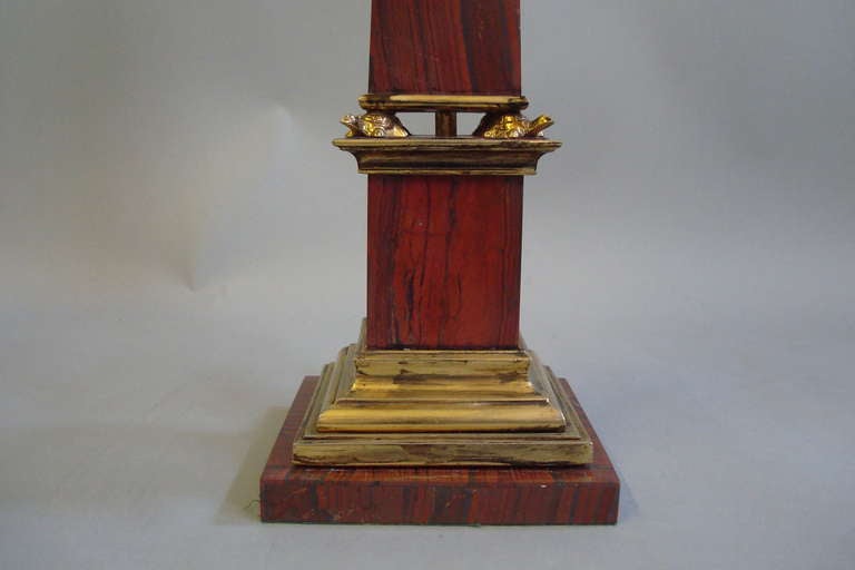 Pair Early C20th Sicilian Jasper Marble Obelisks For Sale 2