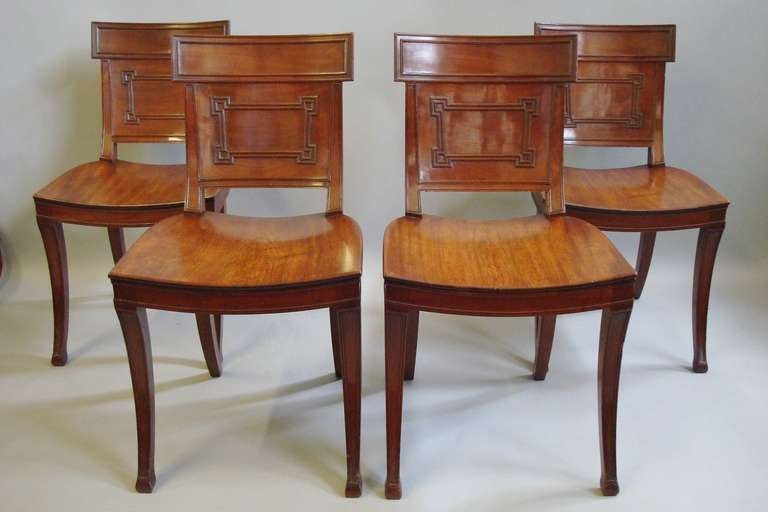 Good Set of Four Regency Mahogany Hall Chairs