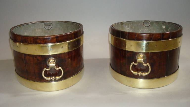 Rare Pair of Small George III Mahogany Oval Wine Coolers In Good Condition In Moreton-in-Marsh, Gloucestershire