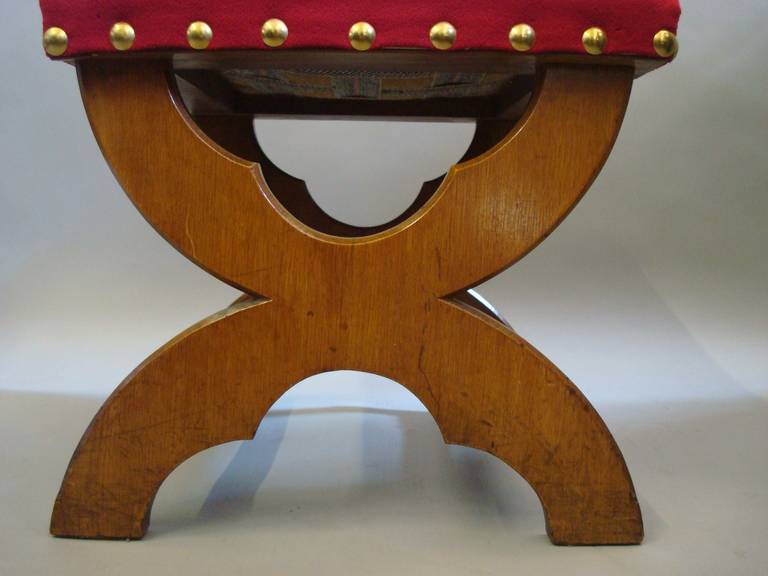 C19th Pair of Gothic Golden Oak Stools For Sale 2