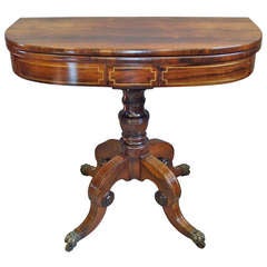 Stylish Regency Rosewood and Brass Strung Card Table