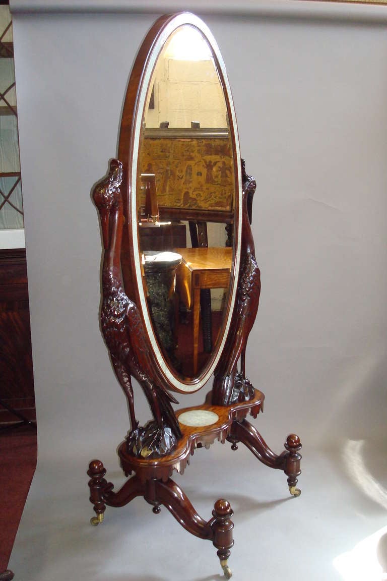 Regency Mahogany Cheval Mirror For Sale at 1stdibs