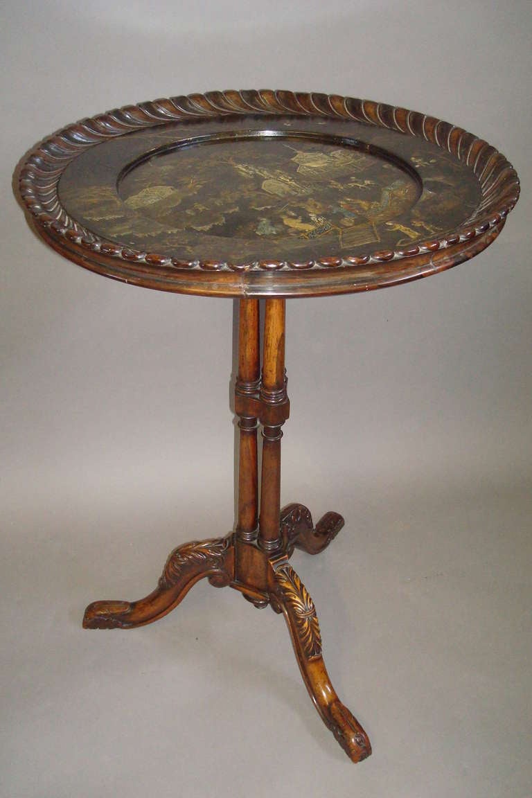 English Gillows Regency Rosewood and Papier Mache Tripod Table