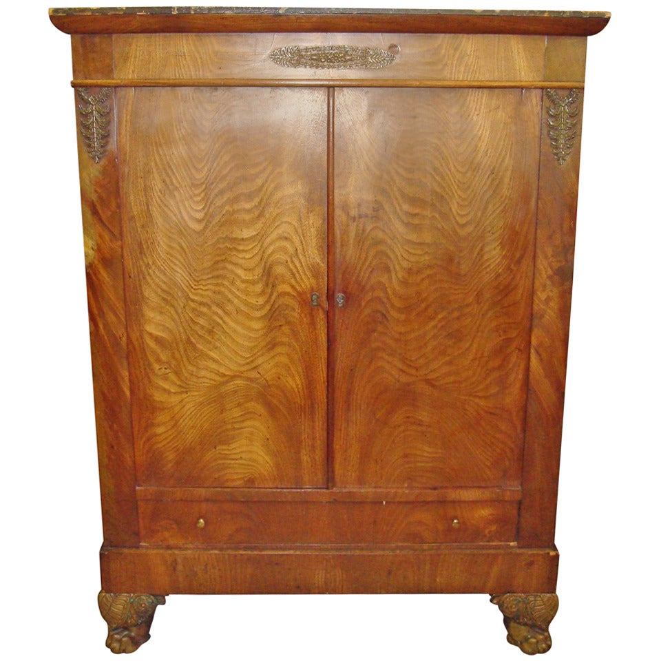 Early C19th French Empire Figured Mahogany Side Cabinet For Sale