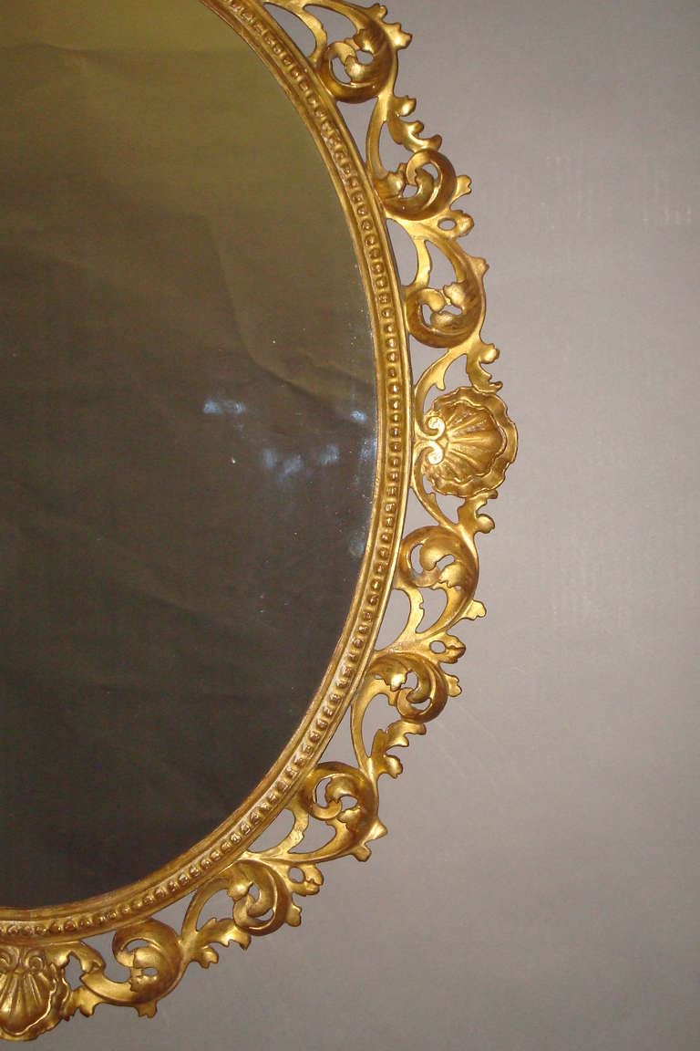 Italian Mid-19th Century Pair of Florentine Gilt Wood Wall Mirrors For Sale
