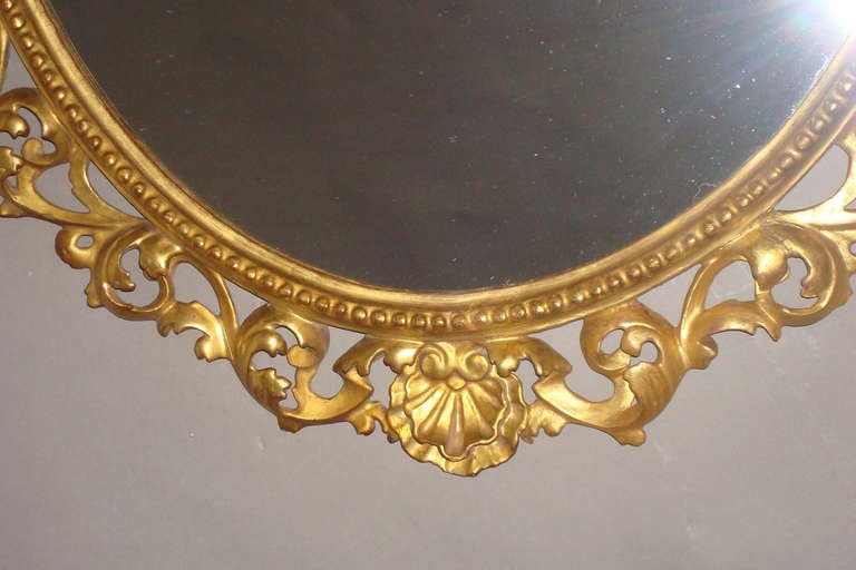 Mid-19th Century Pair of Florentine Gilt Wood Wall Mirrors For Sale 3