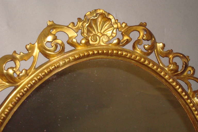 Mid-19th Century Pair of Florentine Gilt Wood Wall Mirrors For Sale 2