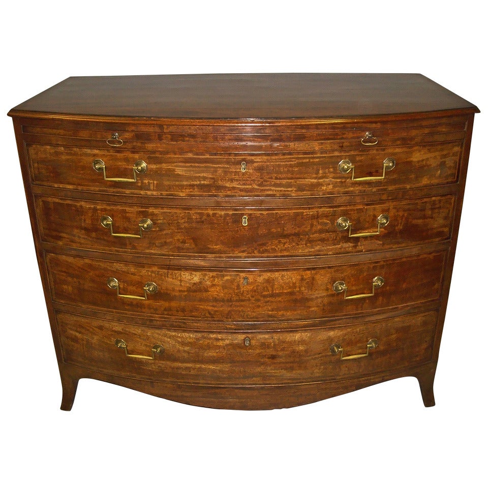 Fine George III Mahogany Bow Front Chest of Drawers For Sale