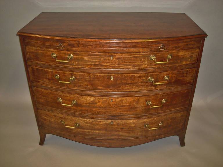 Late 18th Century Fine George III Mahogany Bow Front Chest of Drawers For Sale