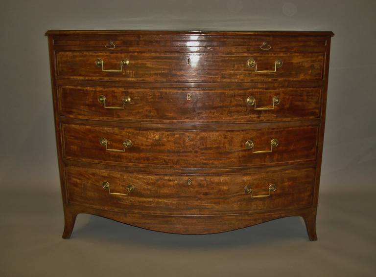 Fine George III Mahogany Bow Front Chest of Drawers For Sale 1