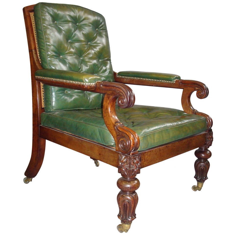 Good George Mahogany and Leather Gentleman's Library Chair