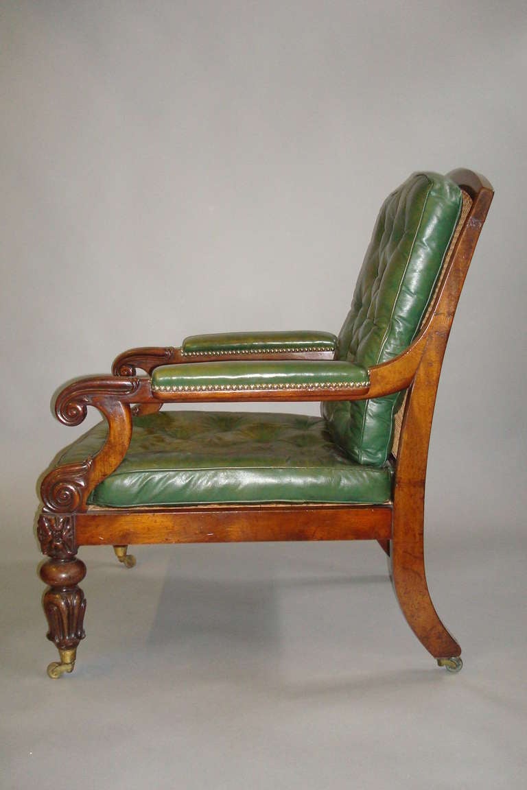 Georgian Good George Mahogany and Leather Gentleman's Library Chair