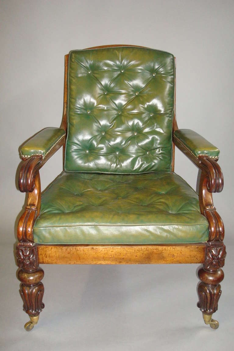 Good George Mahogany and Leather Gentleman's Library Chair 4