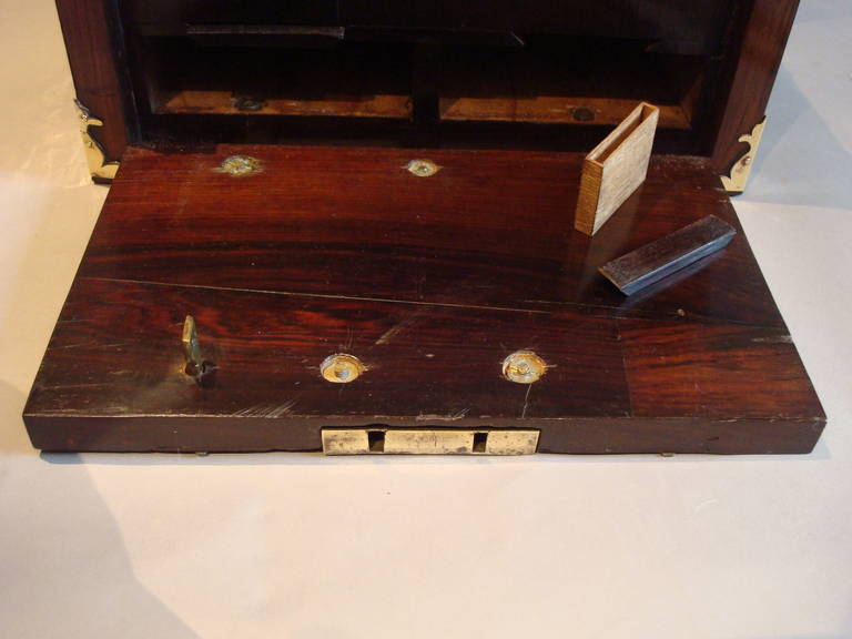 17th Century Oyster Veneered Kingwood and Brass Mounted Coffre Fort or Casket 1