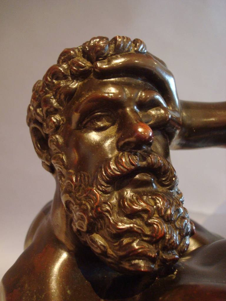 Grand Tour Fine 19th Century Large Bronze Sculpture of Hercules and Antaeus Wrestling