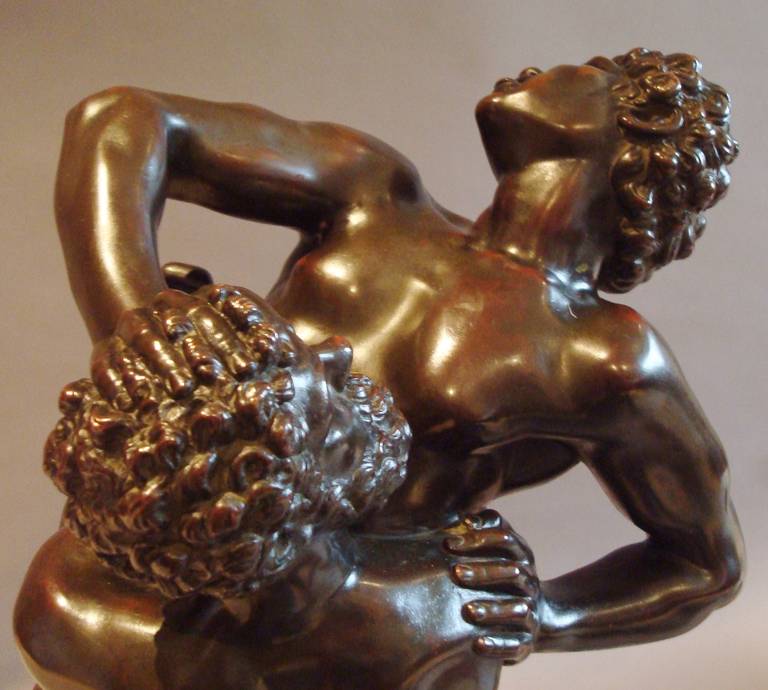 French Fine 19th Century Large Bronze Sculpture of Hercules and Antaeus Wrestling