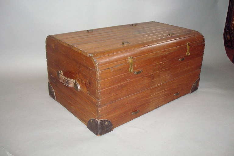 Rare Late C19th Teak Cabin Travelling Trunk at 1stdibs